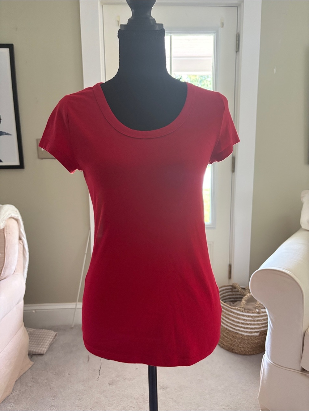 No Boundaries Red Scoop Neck Short Sleeve Tee
